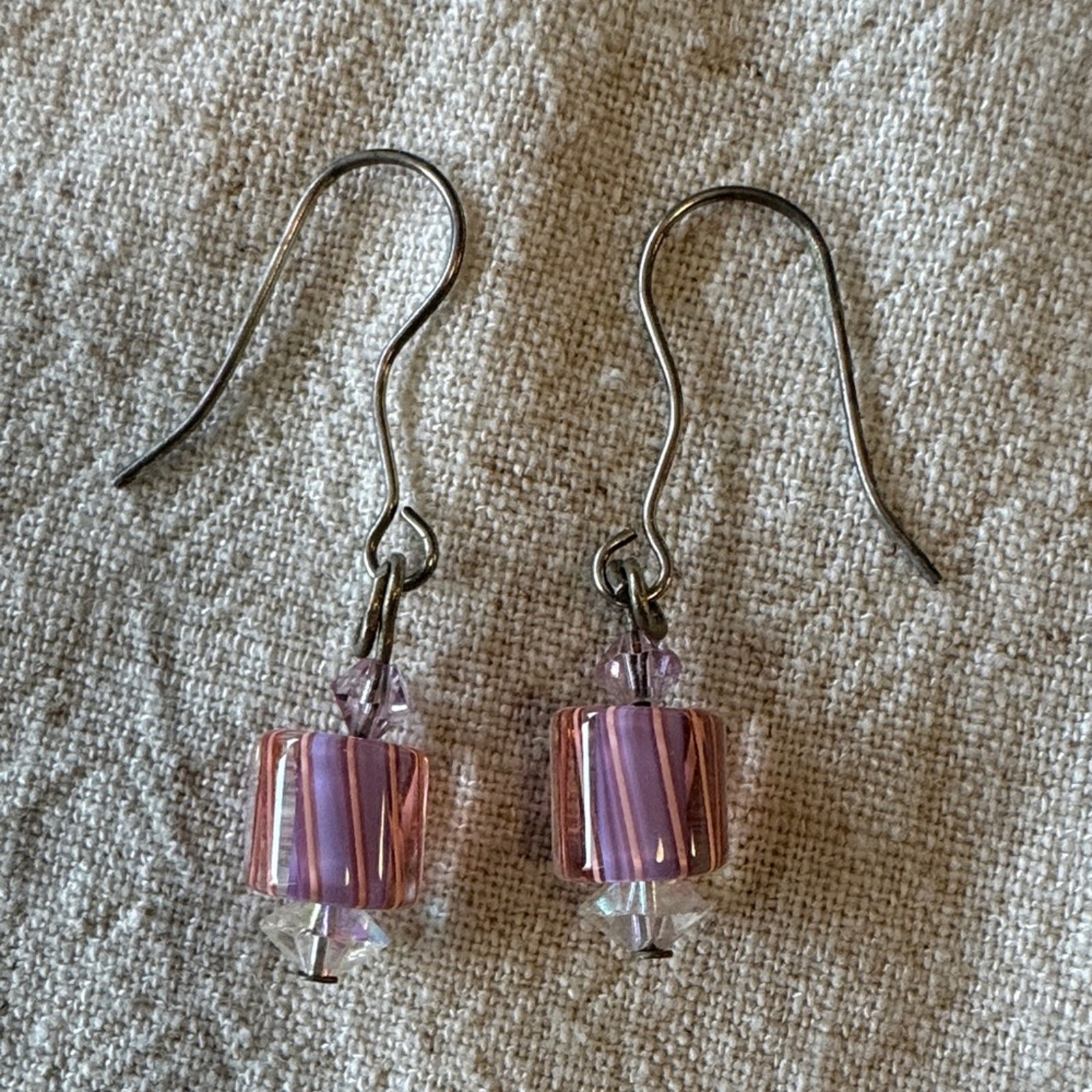 Chic Pink And Purple Beaded Earrings